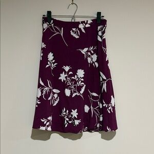 Ann Taylor Purple Floral A-Line Skirt